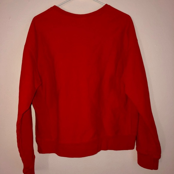 Red Champion Cropped Sweatshirt LARGE - Picture 3 of 5